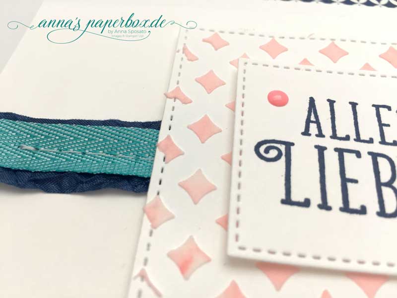 Geburtstagskarte mit Stampin Up Produkten - Alles Liebe zum Geburtstag - Marineblau - Bermudablau - Flamingorot