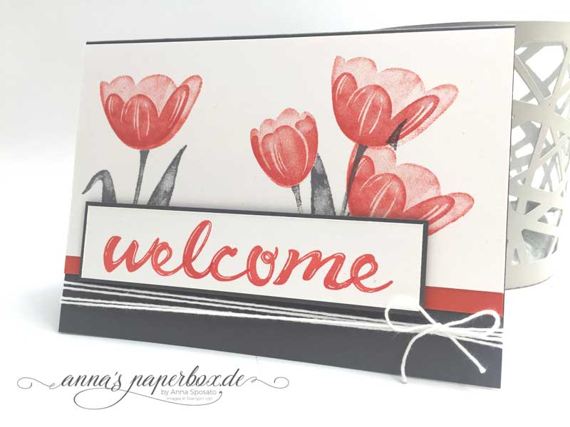 Inspire. Create. Challenge Karte mit Produkten von Stampin Up. Tranquil Tulips, Hand Lettered Alphabet